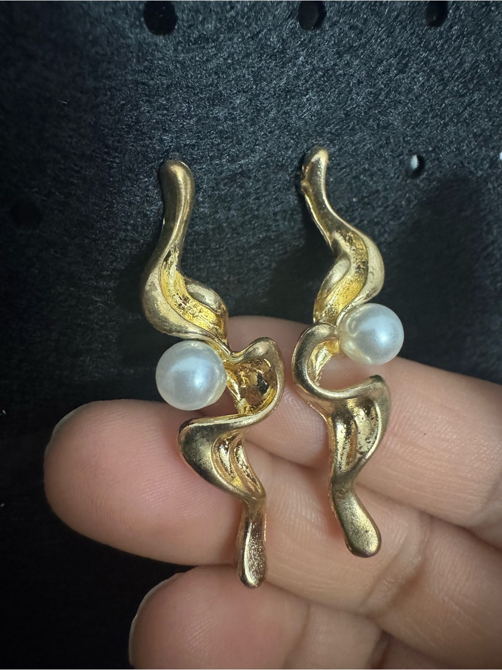Vintage Gold Pearl Drop Earrings - Women's Jewelry